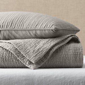 RH Vintage-Washed Linen Channel-Quilted Coverlet